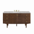 James Martin Vanities Amberly 60" Single Basin Wood Vanity Set with 3cm Victorian Silver Silestone Quartz Vanity Top, Rectangular Sink, USB Port and Electrical Outlet Mid-Century Walnut