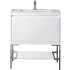 James Martin Vanities Mantova 32" Single Basin Poplar Wood Vanity Set with Glossy White Composite Stone Vanity Top, Brushed Nickel Base and Rectangular Sink Glossy White