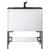 James Martin Vanities Mantova 32" Single Basin Poplar Wood Vanity Set with Charcoal Black Composite Stone Vanity Top, Matte Black Base and Rectangular Sink Glossy White