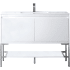 James Martin Vanities Mantova 48" Single Basin Poplar Wood Vanity Set with Glossy White Composite Stone Vanity Top, Brushed Nickel Base and Rectangular Sink Glossy White