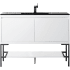 James Martin Vanities Mantova 48" Single Basin Poplar Wood Vanity Set with Charcoal Black Composite Stone Vanity Top, Matte Black Base and Rectangular Sink Glossy White