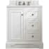 James Martin Vanities De Soto 30" Free Standing Single Basin Hardwood Vanity Set with 3 cm Ethereal Noctis Quartz Vanity Top and Rectangular Sink Bright White
