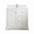 James Martin Vanities De Soto 36" Single Basin Poplar Wood Vanity Set with 3cm White Zeus Silestone Quartz Vanity Top, Backsplash, Rectangular Sink, USB Port and Outlet Bright White