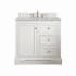 James Martin Vanities De Soto 36" Single Basin Poplar Wood Vanity Set with 3cm Victorian Silver Silestone Quartz Vanity Top, Rectangular Sink, USB Port and Outlet Bright White