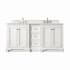 James Martin Vanities De Soto 72" Double Basin Poplar Wood Vanity Set with 3cm Lime Delight Silestone Quartz Vanity Top, Rectangular Sinks, USB Port and Electrical Outlet Bright White