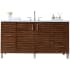 James Martin Vanities Metropolitan 60" Free Standing or Wall Mounted / Floating Single Basin Vanity Set with Wood Cabinet and Carrara Marble Vanity Top American Walnut