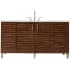 James Martin Vanities Metropolitan 60" Wall Mounted or Free Standing Single Basin Hardwood Vanity Set with 3 cm Ethereal Noctis Quartz Vanity Top and Rectangular Sink American Walnut