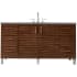 James Martin Vanities Metropolitan 60" Free Standing or Wall Mounted / Floating Single Basin Vanity Set with Wood Cabinet and Grey Expo Quartz Vanity Top American Walnut