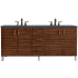 James Martin Vanities Metropolitan 72" Free Standing or Wall Mounted / Floating Double Basin Vanity Set with Wood Cabinet and Charcoal Soapstone Quartz Vanity Top American Walnut