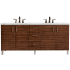 James Martin Vanities Metropolitan 72" Wall Mounted or Free Standing Double Basin Poplar Vanity Set with 3 cm Ethereal Noctis Quartz Vanity Top and Rectangular Sinks American Walnut