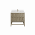 James Martin Vanities Emmeline 36" Single Basin Ash Wood Vanity Set with 3cm White Zeus Silestone Quartz Vanity Top, Backsplash and Rectangular Sink Pebble Oak