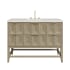 James Martin Vanities Emmeline 48" Single Basin Ash Wood Vanity Set with 3cm Lime Delight Silestone Quartz Vanity Top, and Rectangular Sink - 8" Faucet Centers Pebble Oak