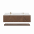 James Martin Vanities Marcello 72" Double Basin Wood Vanity Set with 3cm White Zeus Silestone Quartz Vanity Top, Backsplash and Rectangular Sinks Chestnut