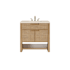 James Martin Vanities Solene 36" Free Standing Single Basin Poplar Wood Vanity Set with Quartz Top and Rectangular Sink Seaside Oak