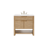 James Martin Vanities Solene 36" Free Standing Single Basin Poplar Wood Vanity Set with Quartz Top and Rectangular Sink Seaside Oak