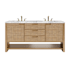 James Martin Vanities Solene 72" Free Standing Double Basin Poplar Wood Vanity Set with Marble Top and Rectangular Sinks Seaside Oak