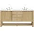 James Martin Vanities Marigot 72" Double Basin Wood Vanity Set with 3cm Arctic Fall Solid Surface Vanity Top, Rectangular Sinks and Electrical Outlet - 8" Faucet Centers Sunwashed Oak