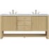 James Martin Vanities Marigot 72" Double Basin Wood Vanity Set with 3cm Carrara White Marble Vanity Top, Rectangular Sinks and Electrical Outlet - 8" Faucet Centers Sunwashed Oak