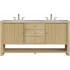 James Martin Vanities Marigot 72" Double Basin Wood Vanity Set with 3cm Victorian Silver Silestone Quartz Vanity Top and Rectangular Sinks - 8" Faucet Centers Sunwashed Oak