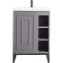 James Martin Vanities Alicante 24" Free Standing Single Basin Poplar Vanity Set with 2" Glossy White Stone Composite Vanity Top and Rectangular Sink Grey Smoke