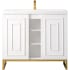 James Martin Vanities Alicante 40" Free Standing Single Basin Poplar Wood Vanity Set with Stone Composite Top Glossy White