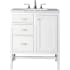 James Martin Vanities Addison 30" Free Standing Single Basin Hardwood Vanity Set with 1-3/16" Arctic Fall Solid Surface Top, and Electrical Outlet Glossy White