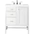 James Martin Vanities Addison 30" Free Standing Single Basin Hardwood Vanity Set with 1-3/16" Eternal Jasmine Pearl Quartz Top, and Electrical Outlet Glossy White