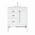 James Martin Vanities Addison 30" Single Basin Wood Vanity Set with 3cm Lime Delight Silestone Quartz Vanity Top, Rectangular Sink, USB Port and Electrical Outlet Glossy White