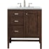 James Martin Vanities Addison 30" Free Standing Single Basin Hardwood Vanity Set with 1-3/16" Arctic Fall Solid Surface Top, and Electrical Outlet Mid Century Acacia