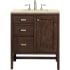 James Martin Vanities Addison 30" Free Standing Single Wood Vanity Set with Quartz Top Mid Century Acacia