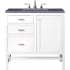 James Martin Vanities Addison 36" Free Standing Single Basin Hardwood Vanity Set with 1-3/16" Charcoal Soapstone Quartz Top, and Electrical Outlet Glossy White