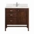 James Martin Vanities Addison 36" Single Basin Wood Vanity Set with 3cm White Zeus Silestone Quartz Vanity Top, Backsplash, Rectangular Sink, USB Port and Outlet Mid-Century Acacia