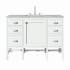 James Martin Vanities Addison 48" Single Basin Wood Vanity Set with 3cm Victorian Silver Silestone Quartz Vanity Top, Rectangular Sink, USB Port and Electrical Outlet Glossy White