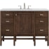 James Martin Vanities Addison 48" Free Standing Single Basin Hardwood Vanity Set with 1-3/16" Carrara White Marble Top, and Electrical Outlet Mid Century Acacia