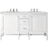 James Martin Vanities Addison 60" Free Standing Double Basin Poplar Vanity Set with 3 cm Ethereal Noctis Quartz Vanity Top, Rectangular Sinks, USB Port and Electrical Outlet Glossy White