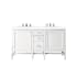 James Martin Vanities Addison 60" Free Standing Double Basin Vanity Set with Wood Cabinet and 3cm Quartz Vanity Top Glossy White