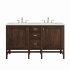 James Martin Vanities Addison 60" Double Basin Wood Vanity Set with 3cm Lime Delight Silestone Quartz Vanity Top, Rectangular Sinks, USB Port and Electrical Outlet Mid-Century Acacia