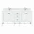 James Martin Vanities Addison 72" Double Basin Wood Vanity Set with 3cm White Zeus Silestone Quartz Vanity Top, Backsplash, Rectangular Sinks, USB Port and Outlet Glossy White
