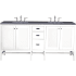 James Martin Vanities Addison 72" Free Standing Double Basin Hardwood Vanity Set with 1-3/16" Charcoal Soapstone Quartz Top, and Electrical Outlet Glossy White