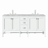 James Martin Vanities Addison 72" Double Basin Wood Vanity Set with 3cm Victorian Silver Silestone Quartz Vanity Top, Rectangular Sinks, USB Port and Electrical Outlet Glossy White