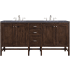 James Martin Vanities Addison 72" Free Standing Double Basin Hardwood Vanity Set with 1-3/16" Charcoal Soapstone Quartz Top, and Electrical Outlet Mid Century Acacia