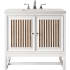 James Martin Vanities Athens 30" Free Standing Single Wood Vanity Set with Marble Top Glossy White
