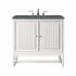 James Martin Vanities Athens 30" Single Basin Poplar Wood Vanity Set with 3cm Parisien Bleu Silestone Quartz Vanity Top, Rectangular Sink, USB Port and Electrical Outlet Glossy White