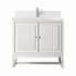 James Martin Vanities Athens 36" Single Basin Poplar Wood Vanity Set with 3cm White Zeus Silestone Quartz Vanity Top, Backsplash, Rectangular Sink, USB Port and Outlet Glossy White