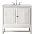 James Martin Vanities Athens 36" Free Standing Single Wood Vanity Set with Marble Top Glossy White
