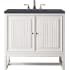 James Martin Vanities Athens 36" Free Standing Single Wood Vanity Set with Quartz Top Glossy White