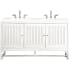 James Martin Vanities Athens 60" Free Standing Double Wood Vanity Set with Solid Surface Top Glossy White