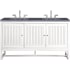 James Martin Vanities Athens 60" Free Standing Double Wood Vanity Set with Quartz Top Glossy White