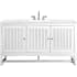 James Martin Vanities Athens 60" Free Standing Single Wood Vanity Set with Solid Surface Top Glossy White