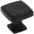 Jeffrey Alexander Renzo 1-1/4" Stepped Square Bold Cabinet Knob / Drawer Knob Matte Black
